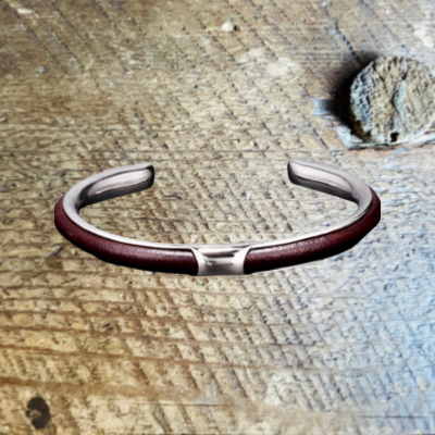 Stainless Steel & Leather Bangle