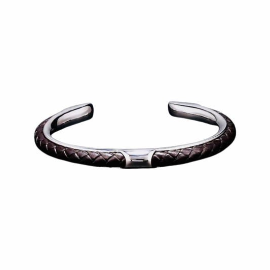 Stainless Steel & Leather Bangle